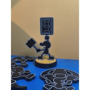 Nintendo Mr. Game & Watch Amiibo Super Smash Bros w 4 Pose Pieces & Base NVL-001